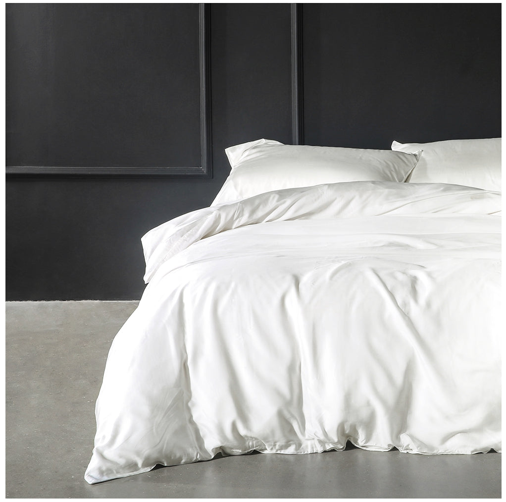 Solid Color Egyptian Cotton Luxury Bedding Set 400TC Long Staple Pima Sateen Weave in White