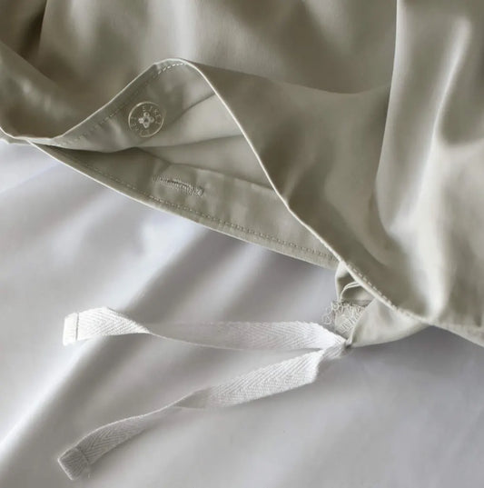 Solid Color Egyptian Cotton Luxury Bedding Set 400TC Long Staple Pima Sateen Weave Bone