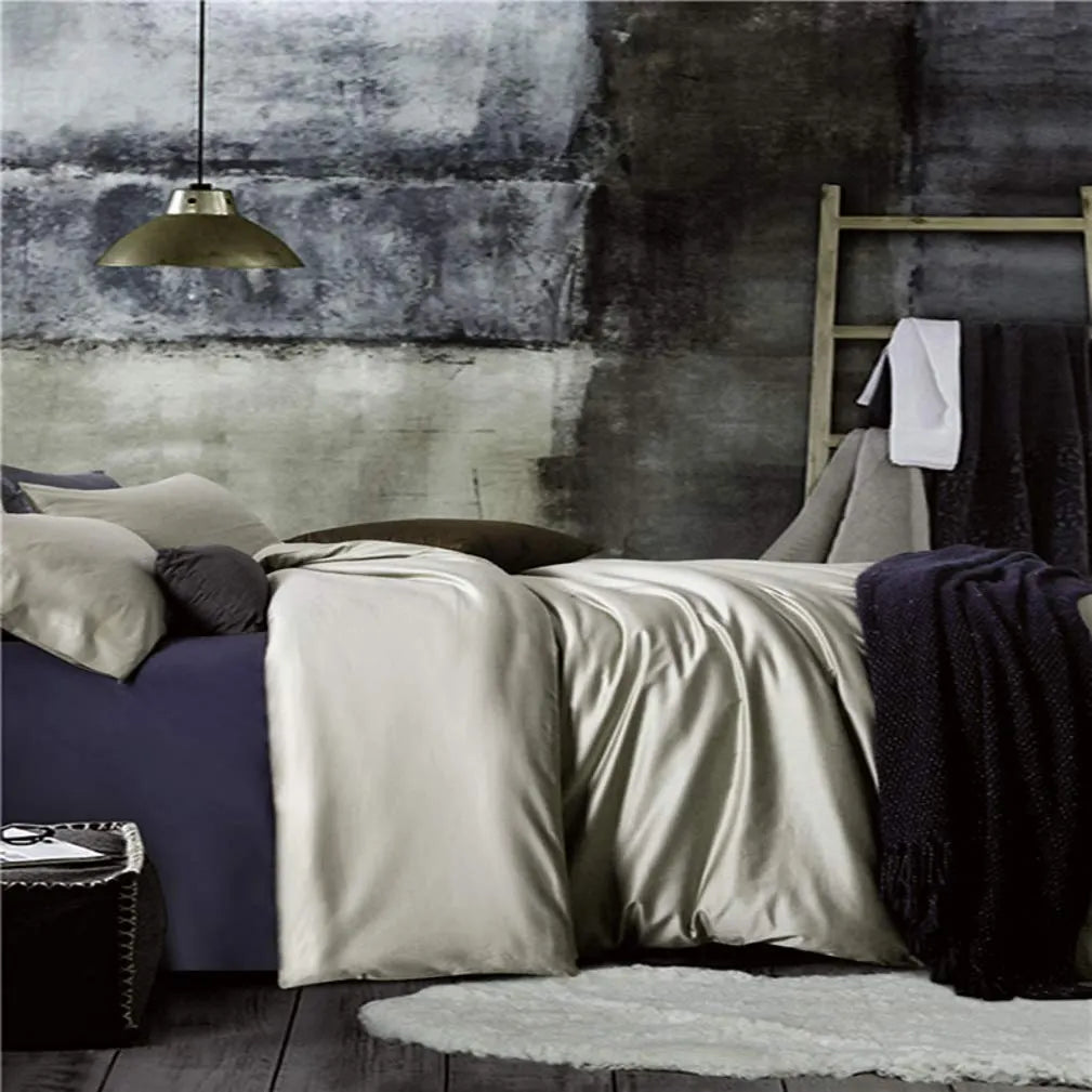 Solid Color Egyptian Cotton Luxury Bedding Set 400TC Long Staple Pima Sateen Weave Bone