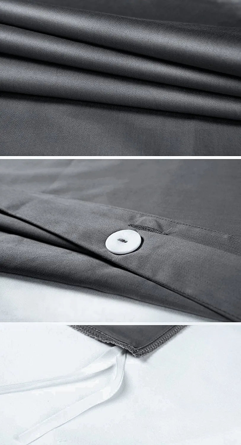 Solid Color Egyptian Cotton Luxury Bedding Set 400TC Long Staple Pima Sateen Weave in Charcoal Gray