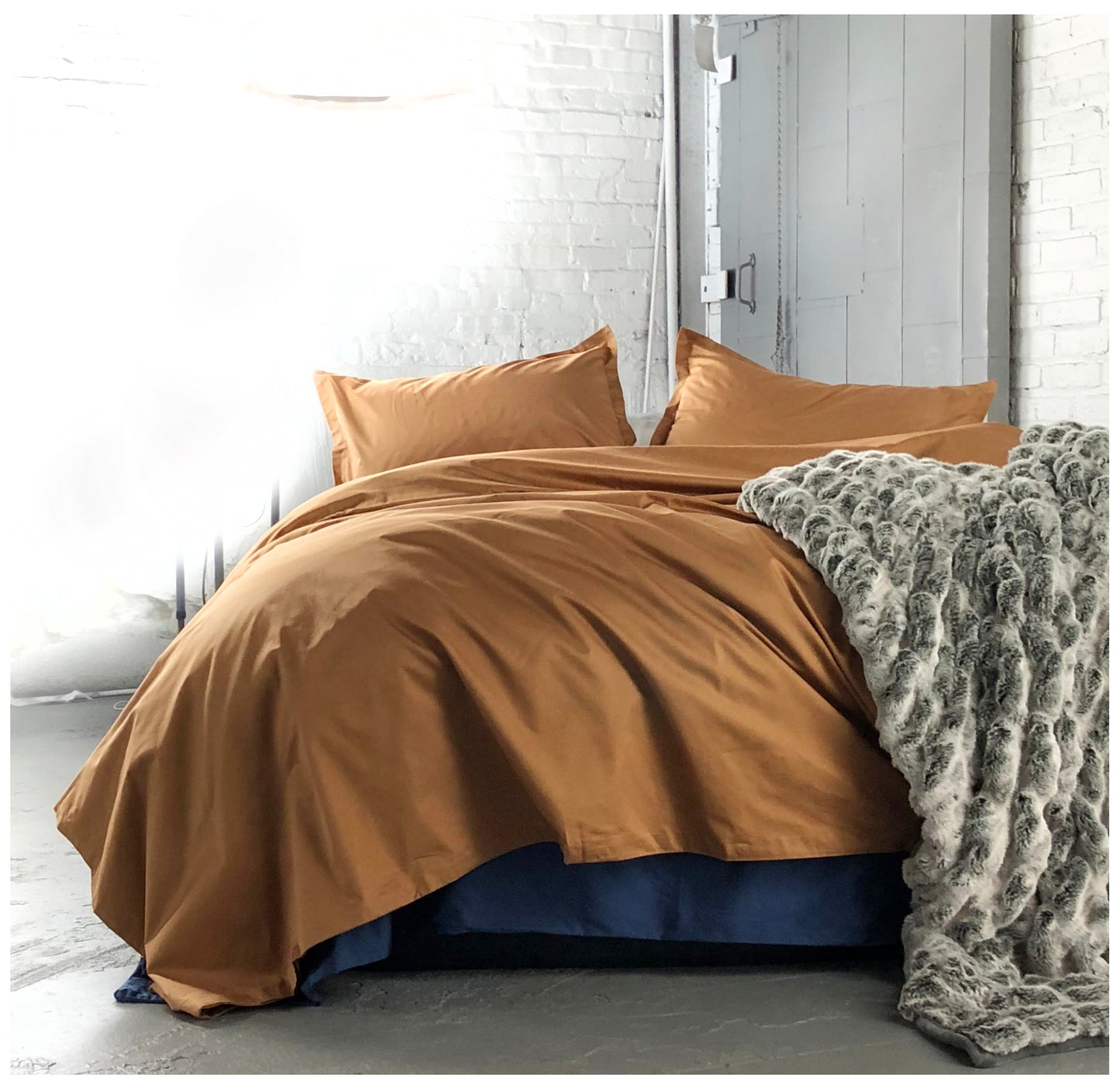 Solid Color Egyptian Cotton Luxury Bedding Set 400TC Long Staple Pima Sateen Weave Copper