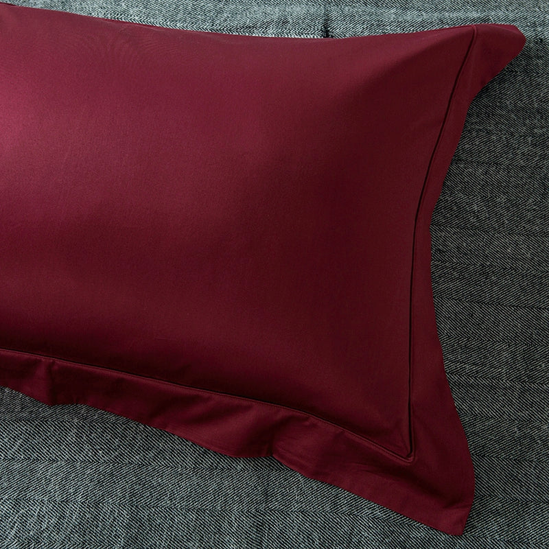 Solid Color Egyptian Cotton Luxury Bedding Set 400TC Long Staple Pima Sateen Weave in Burgundy