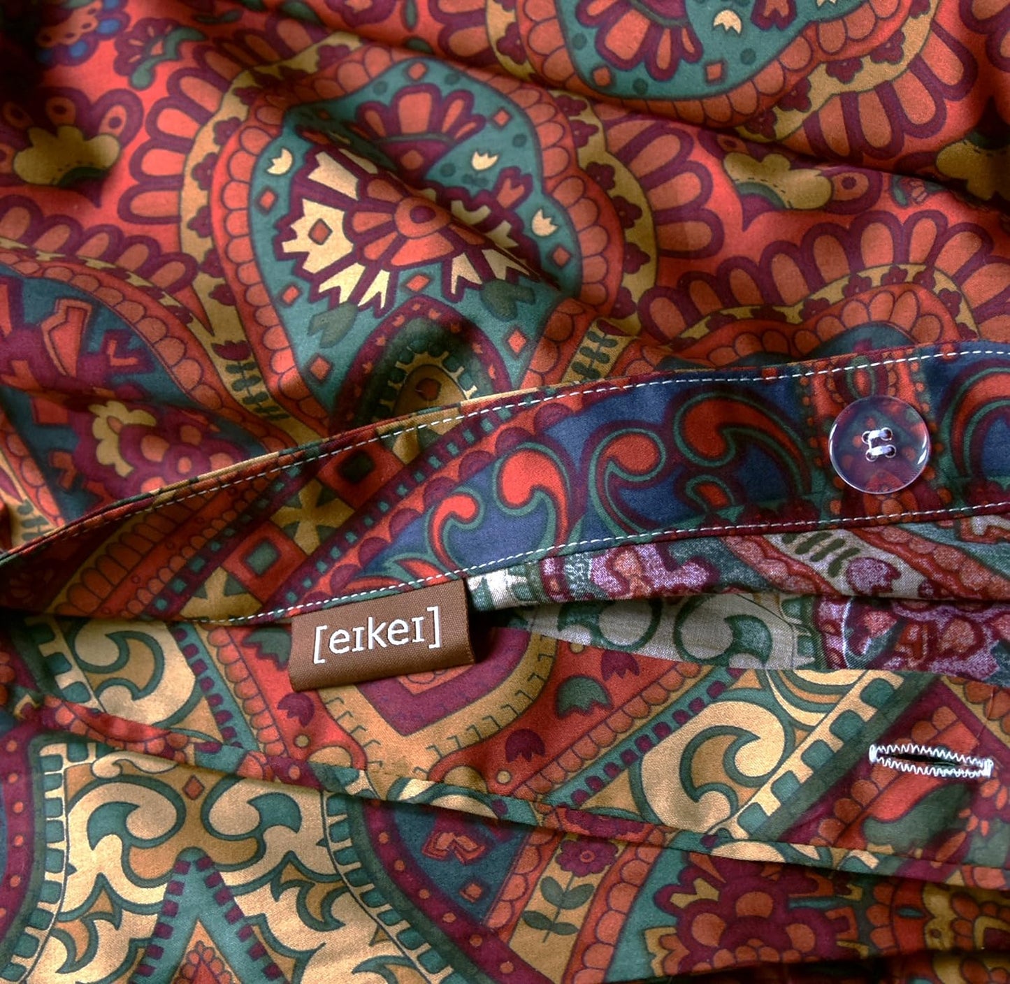 Boho Paisley Print Luxury Duvet Quilt Cover Bedding Set Spanish Red