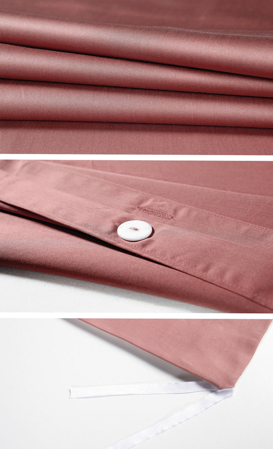 Eikei Solid Color Egyptian Cotton Luxury Bedding Duvet Set in Dusty Cedar