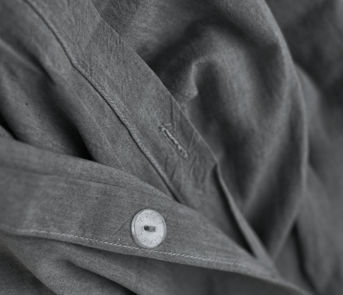 Eikei Washed Cotton Chambray Duvet Cover Bedding Set in Dark Grey