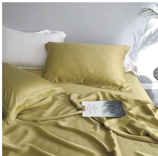 Solid Color Egyptian Cotton Duvet Cover Luxury Bedding Set High Thread Count Long Staple Sateen Weave Silky Soft Breathable Chartreuse Mist
