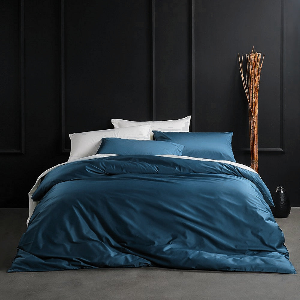 Solid Color Egyptian Cotton Luxury Bedding Set 400TC Long Staple Pima Sateen Weave in Ocean Teal