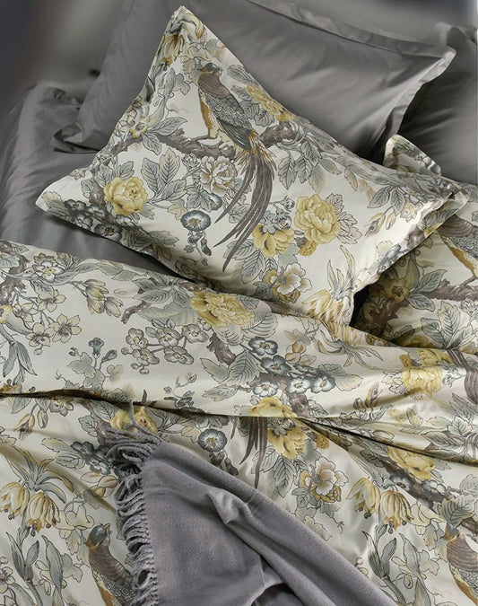 Chinoiserie Chic Peacock Floral Print Duvet Cover Set