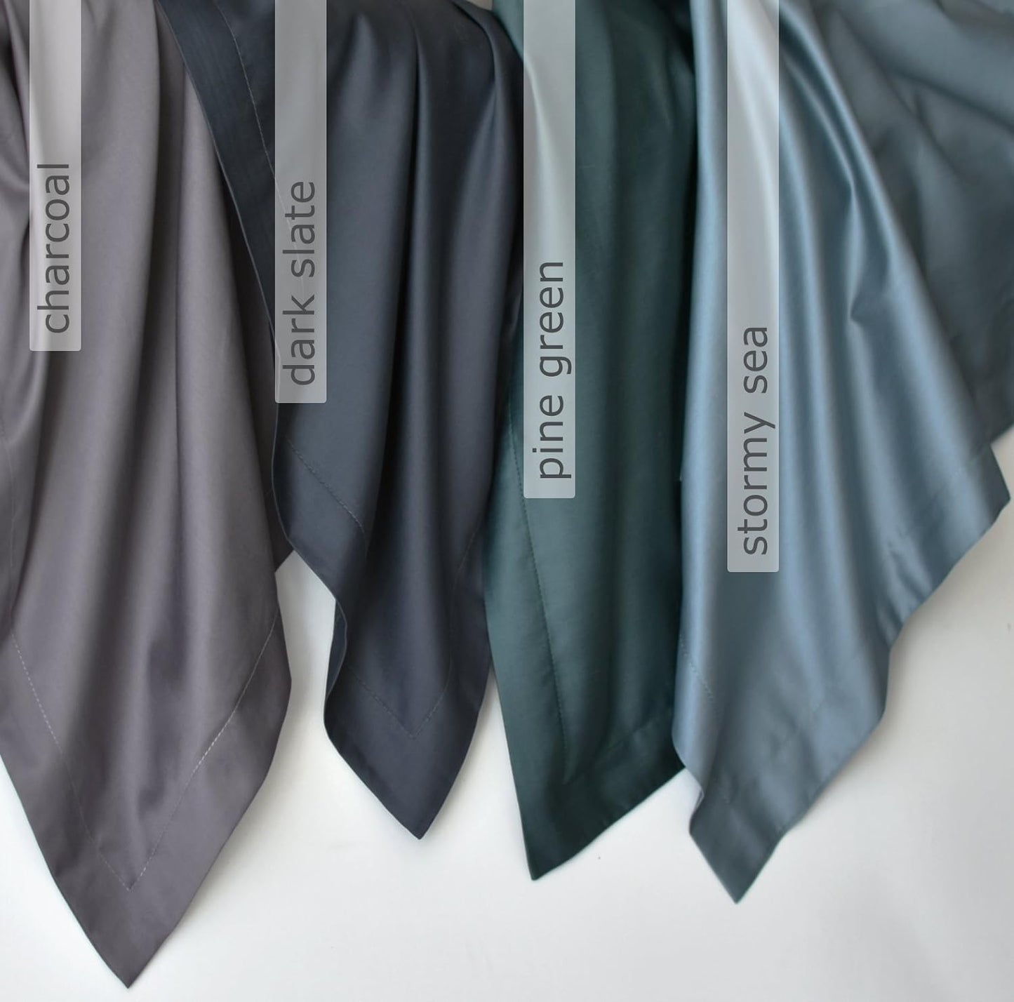 Solid Color Egyptian Cotton Luxury Bedding Set 400TC Long Staple Pima Sateen Weave in Dark Slate