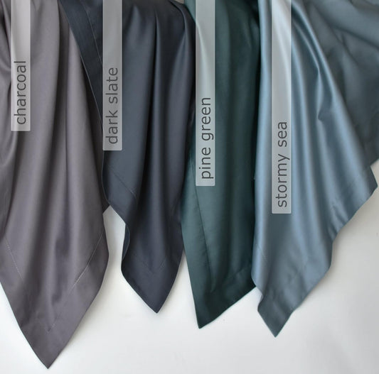 Eikei Solid Color Egyptian Cotton Luxury Bedding Duvet Set in Dark Slate