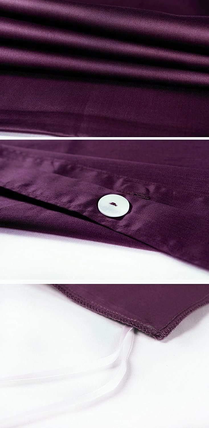 Eikei Solid Color Egyptian Cotton Luxury Bedding Duvet Set in Deep Plum