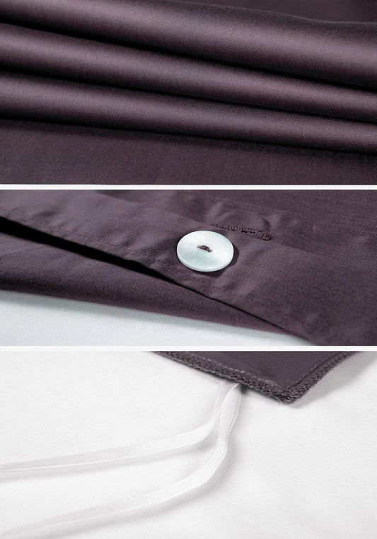 Eikei Solid Color Egyptian Cotton Luxury Bedding Duvet Set in Grape Plum
