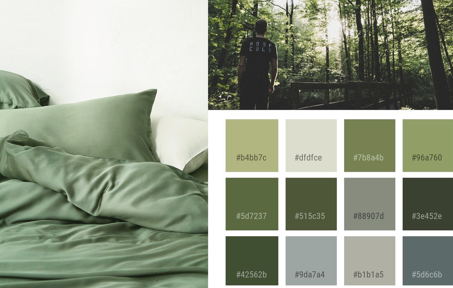 Eikei Egyptian Cotton Luxury Bedding Set in Woodland Green
