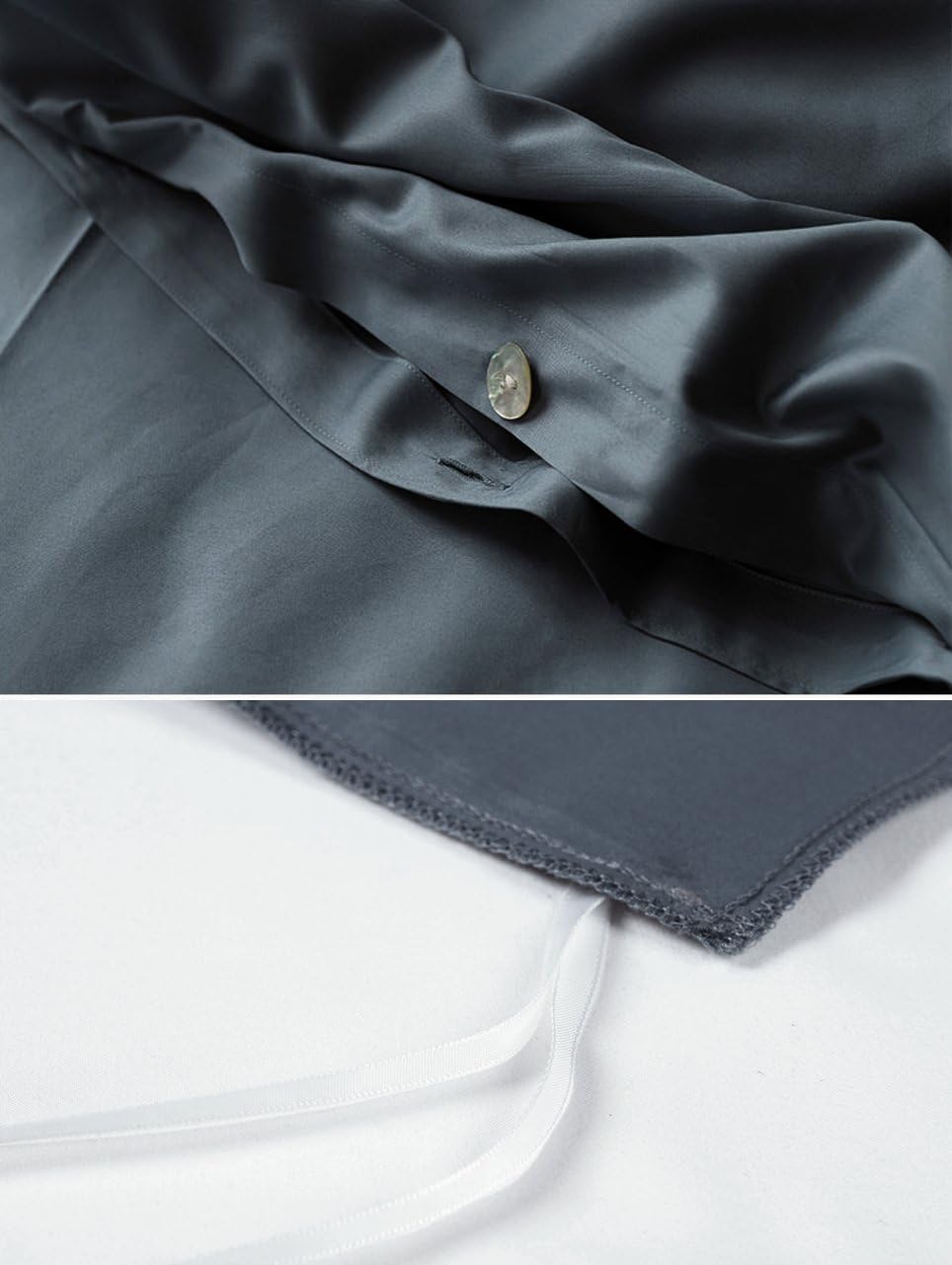 Solid Color Egyptian Cotton Luxury Bedding Set 400TC Long Staple Pima Sateen Weave in Dark Slate