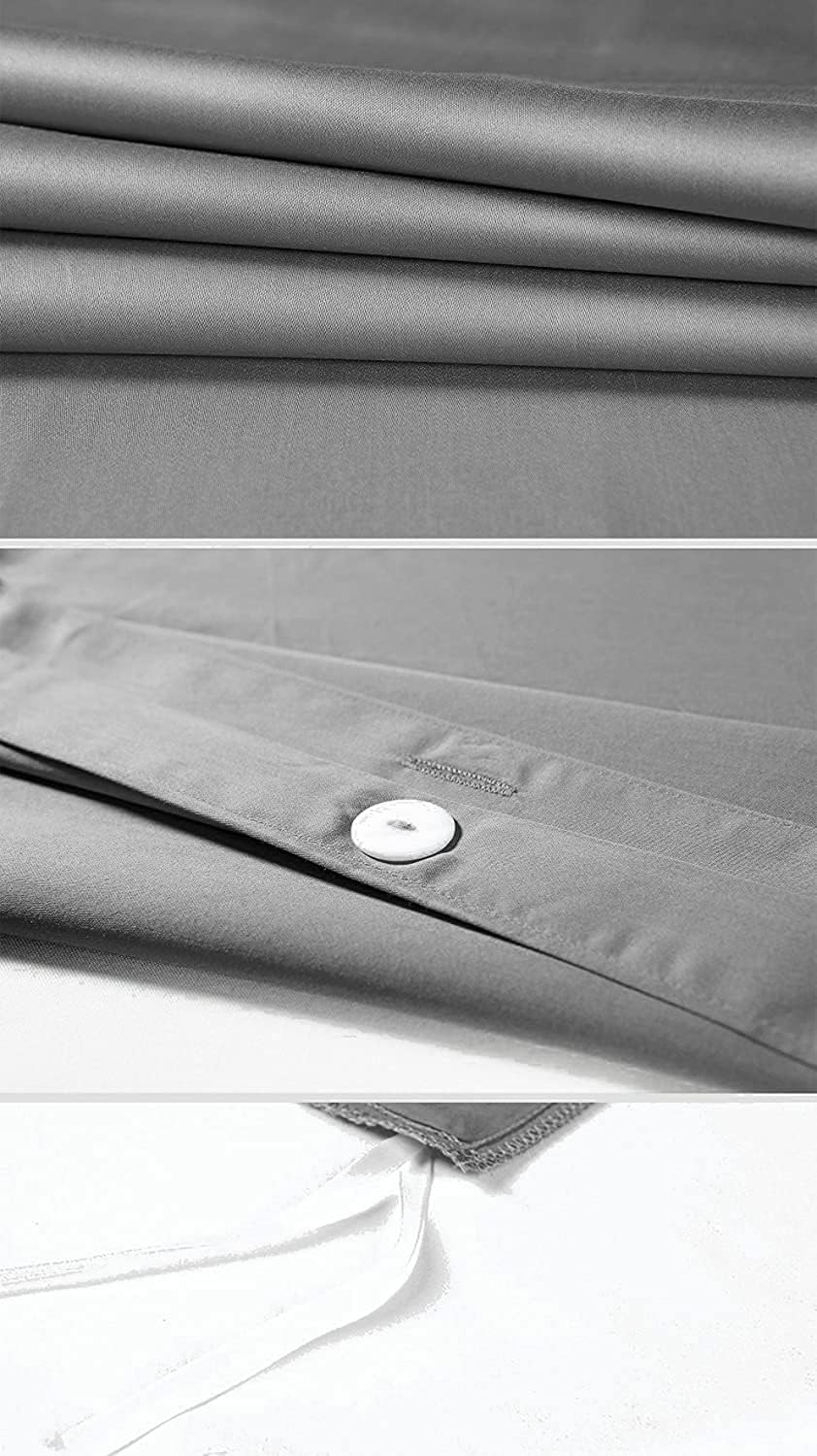 Solid Color Egyptian Cotton Luxury Bedding Set 400TC Long Staple Pima Sateen Weave in Neutral Grey