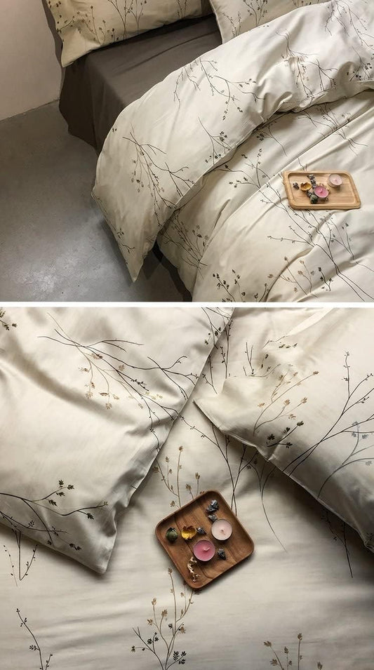 Vintage Minimalist Botanical Mid Century Modern Print in Neutral Tan