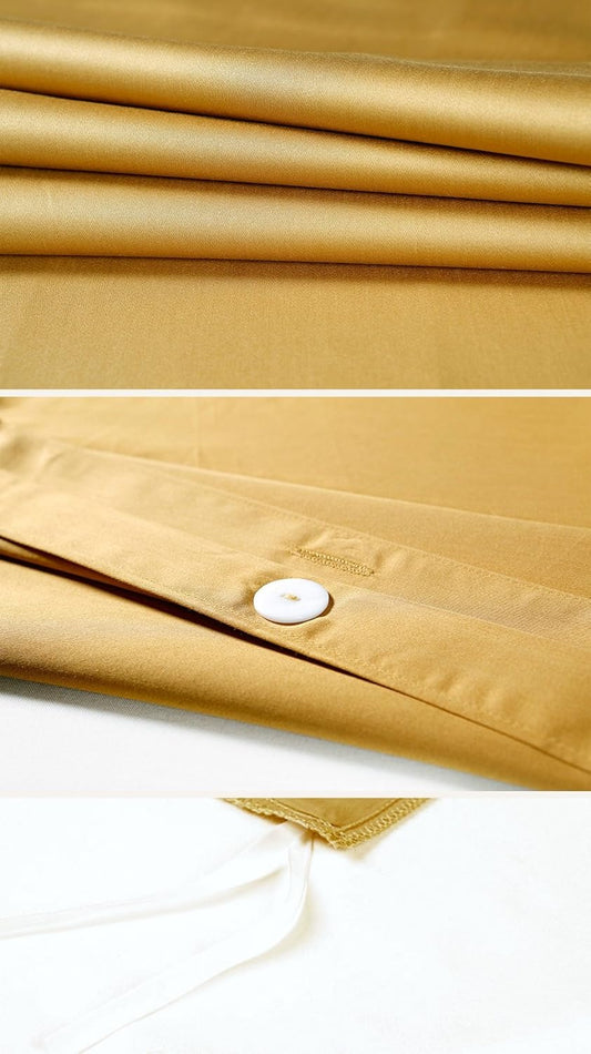 Eikei Solid Color Egyptian Cotton Luxury Duvet Cover Set Mustard Yellow