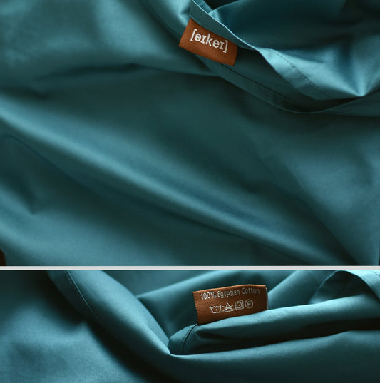 Solid Color Egyptian Cotton Luxury Bedding Set 400TC Long Staple Pima Sateen Weave in Vibrant Peacock