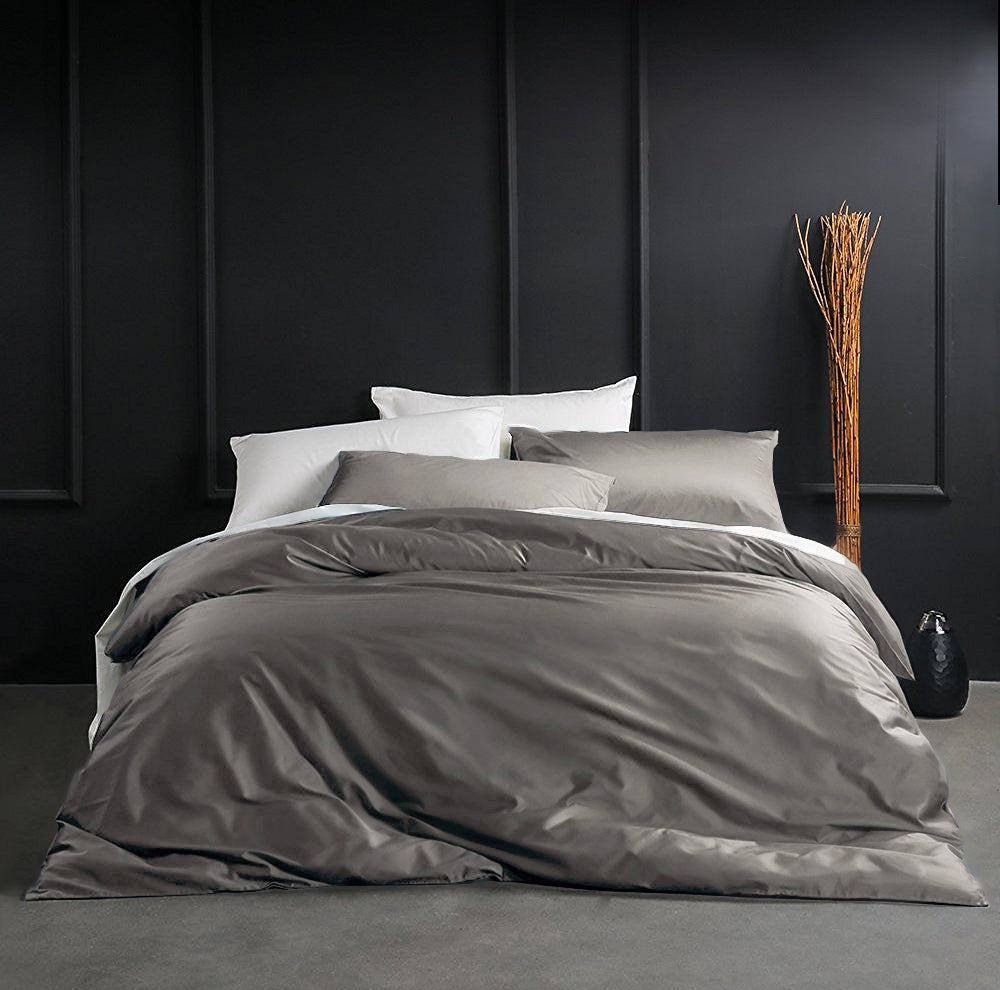 Solid Color Egyptian Cotton Luxury Bedding Set 400TC Long Staple Pima Sateen Weave in Taupe