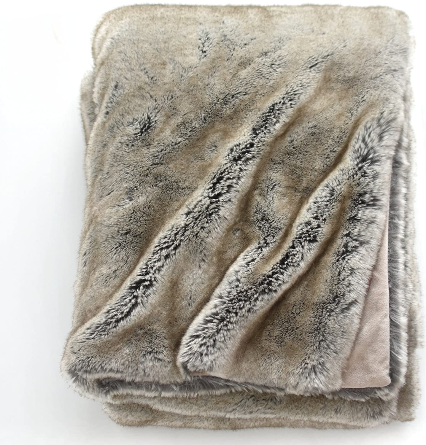 Luxury Oversized Faux Fur Throw Blanket Timberwolf