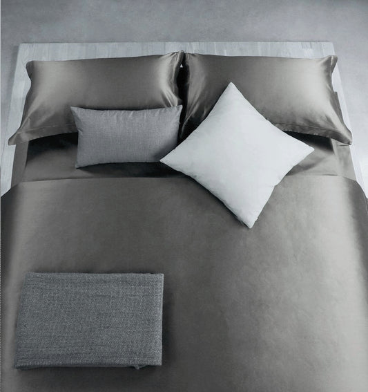Solid Color Egyptian Cotton Luxury Bedding Set 400TC Long Staple Pima Sateen Weave in Neutral Grey