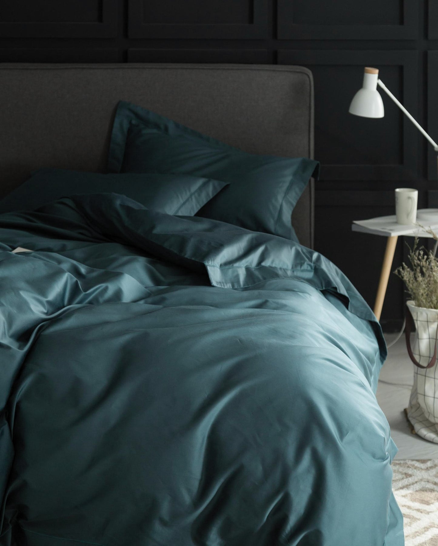 Solid Color Egyptian Cotton Luxury Bedding Set 400TC Long Staple Pima Sateen Weave in Pine