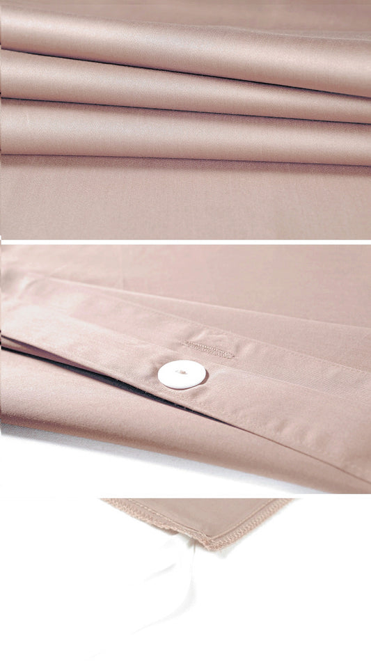 Solid Color Egyptian Cotton Luxury Bedding Set 400TC Long Staple Pima Sateen Weave in Rose Gold