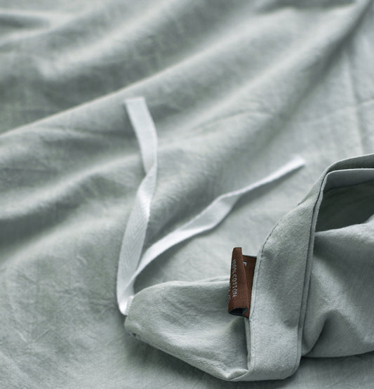 Eikei Washed Cotton Chambray Duvet Cover Soft Feel Percale Bedding Set Eucalyptus Mint