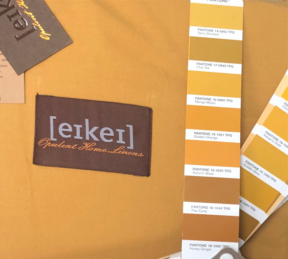 Eikei Washed Cotton Chambray Duvet Cover Percale Bedding Set Mango Yellow Curry