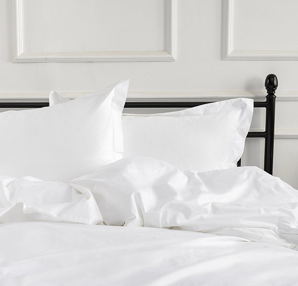 Solid Color Egyptian Cotton Luxury Bedding Set 400TC Long Staple Pima Sateen Weave in White