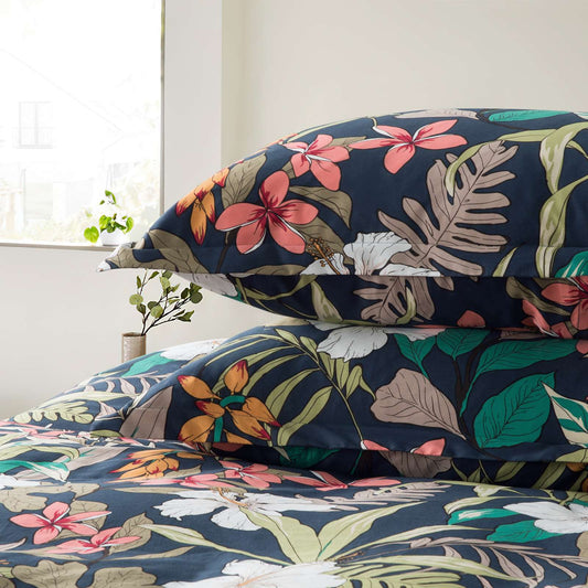 Botanical Bloom Hawaiian Flowers Tropical Rain Forest Print Bedding 400tc Cotton Sateen Duvet Cover Set
