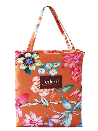 Eikei Botanical Garden Brushed Cotton Duvet Bedding Set Colorful Tropical Orange Floral Pattern