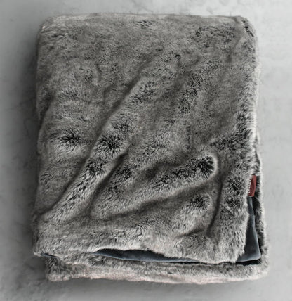 Eikei Luxury Faux Fur Throw Blanket Super Soft Oversized Grey Frost