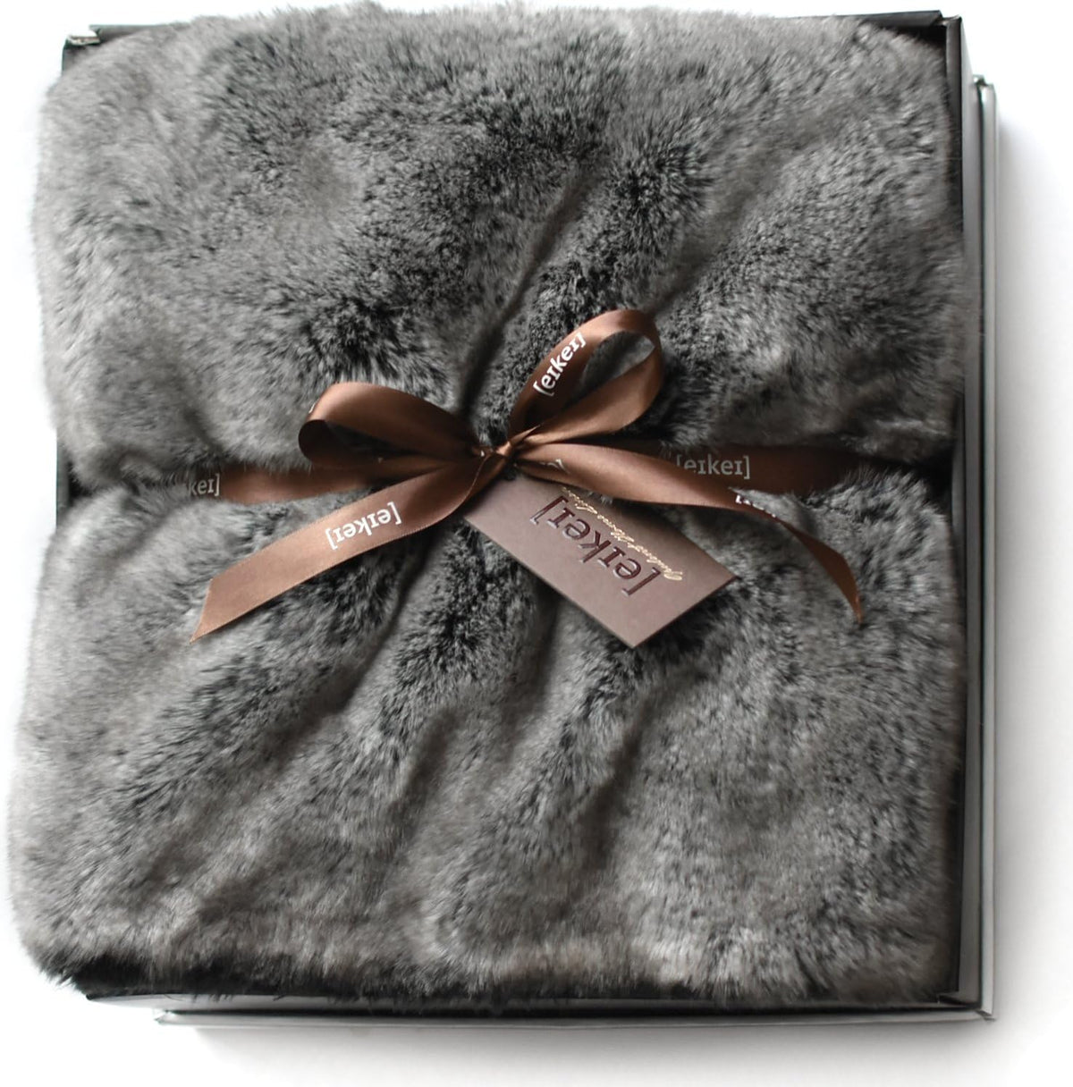 Eikei Luxury Faux Fur Throw Blanket Super Soft Oversized Grey Frost