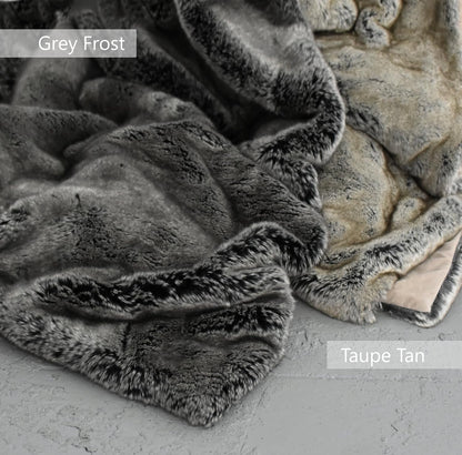 Eikei Luxury Faux Fur Throw Blanket Super Soft Oversized Grey Frost