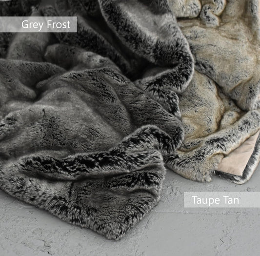 Eikei Luxury Faux Fur Throw Blanket Super Soft Oversized Grey Frost