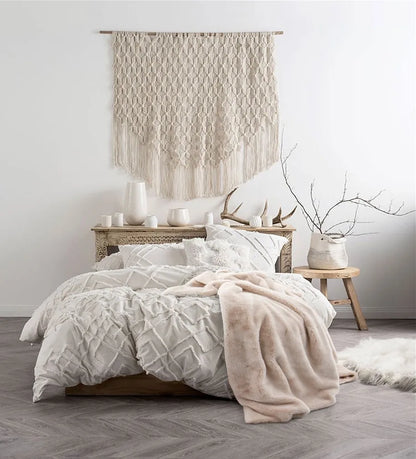 Luxury Faux Fur Throw Blanket in Soft Blush Rose