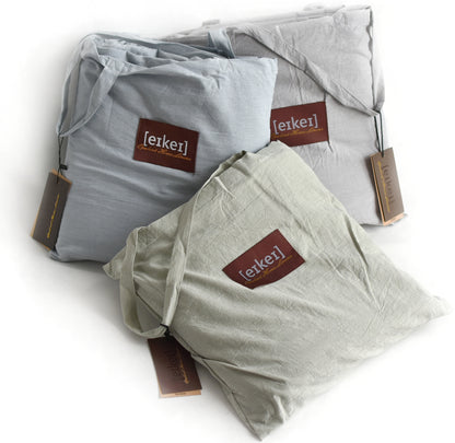 Washed Cotton Chambray Duvet Cover Modern Style Soft Feel Percale Bedding Set Pale Sage