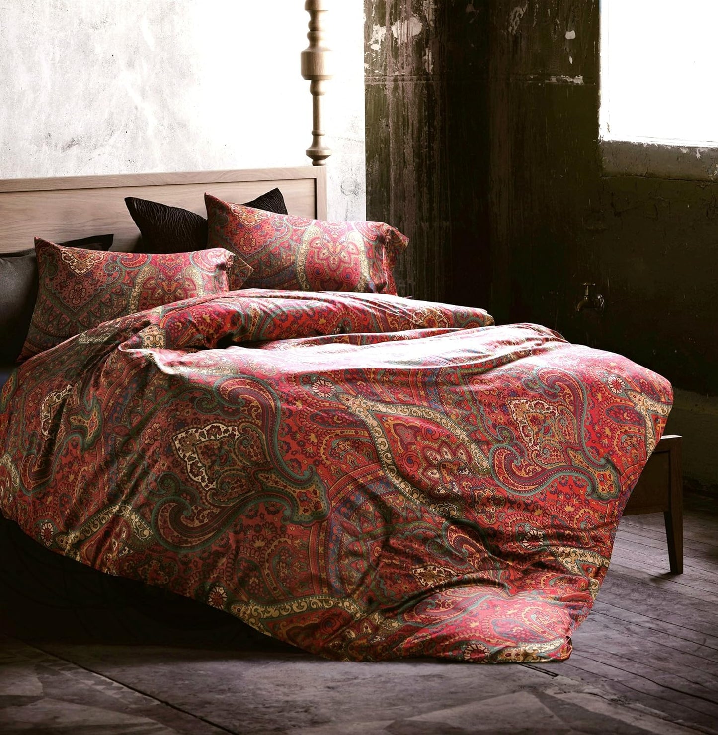 Boho Paisley Print Luxury Duvet Quilt Cover and Shams 3pc Bedding Set