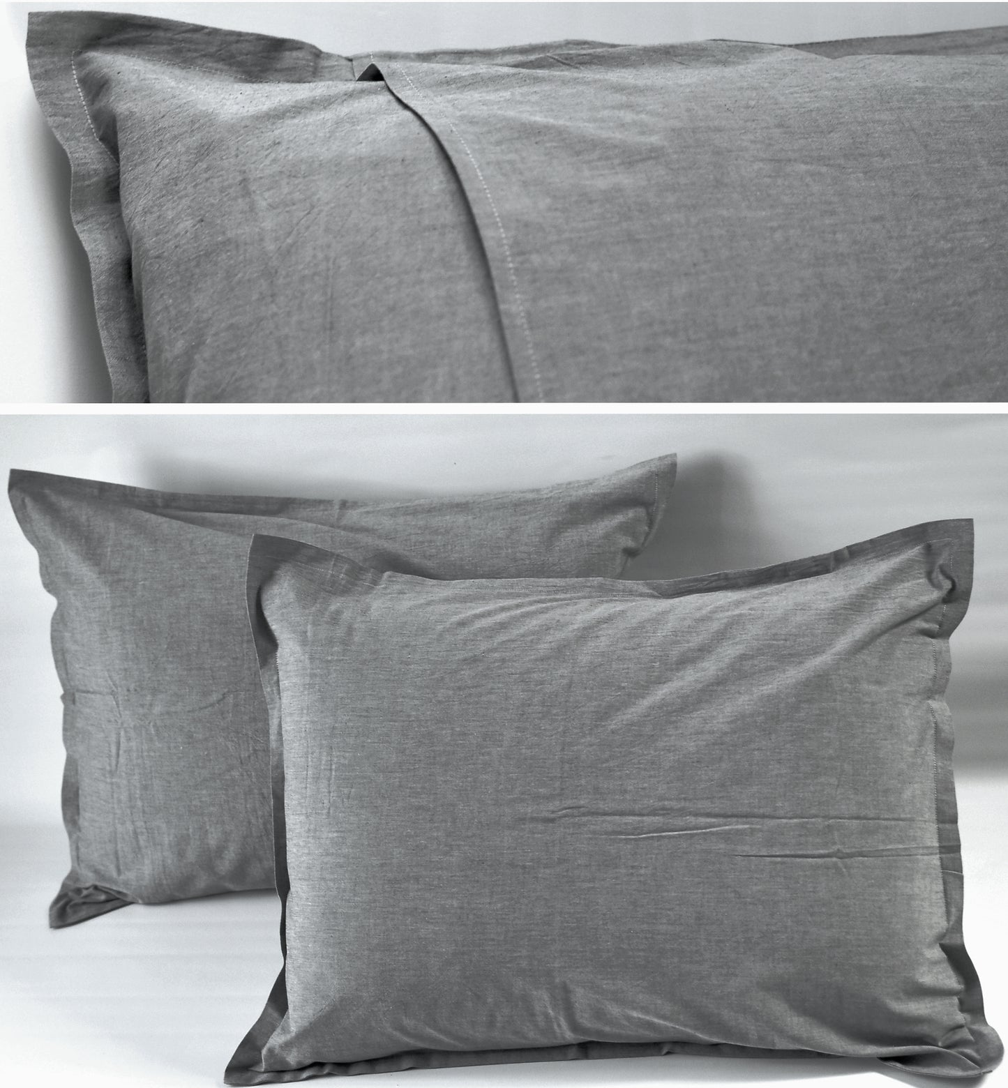 Washed Cotton Chambray Duvet Cover Modern Style Soft Feel Percale Bedding Set Charcoal