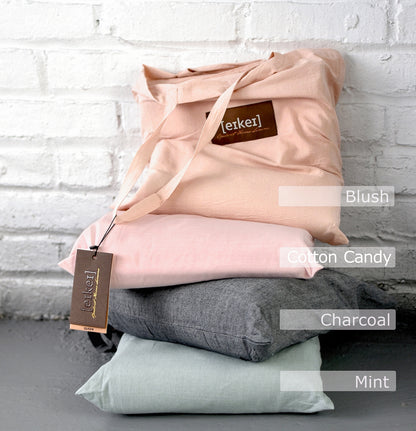 Washed Cotton Chambray Duvet Cover Modern Style Soft Feel Percale Bedding Set Charcoal