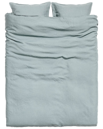 Washed Cotton Chambray Duvet Cover Modern Style Soft Feel Percale Bedding Set Eucalyptus Mint