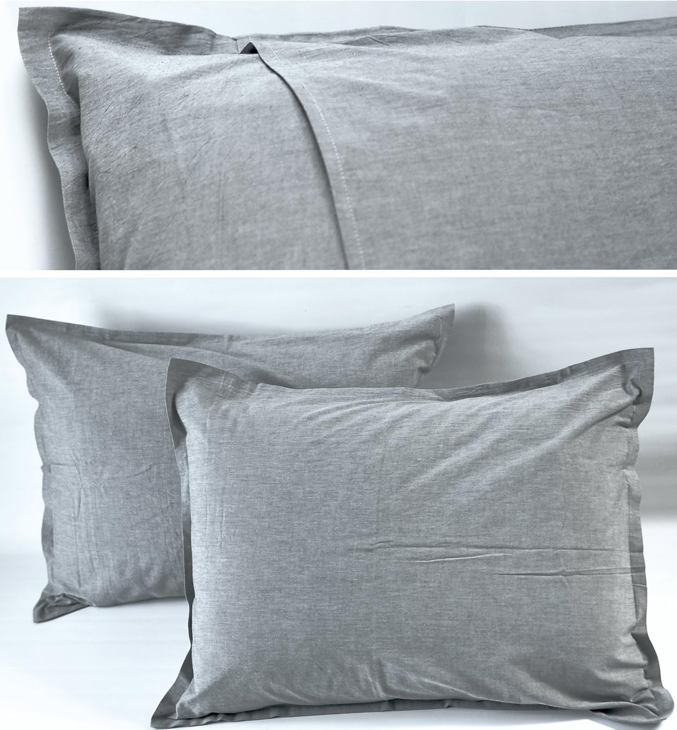 Washed Cotton Chambray Duvet Cover Modern Style Soft Feel Percale Bedding Set Desert Sand