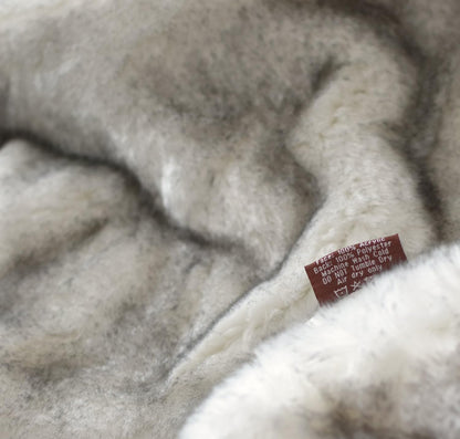 Arctic Wolf Faux Fur Oversized Throw Blanket White Tipped