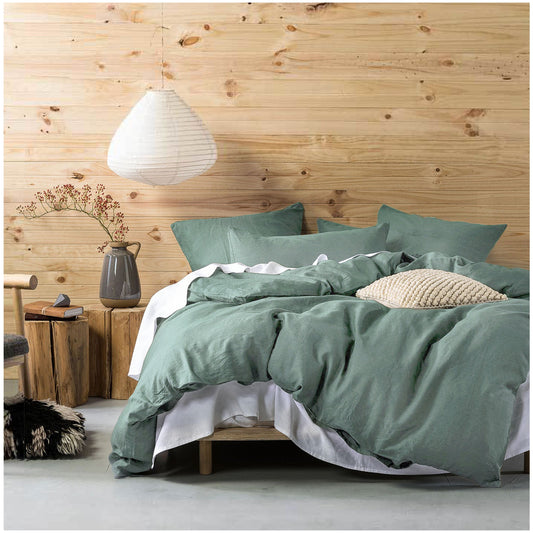 Eikei Washed Cotton Percale Chambray Bedding Duvet Cover Set