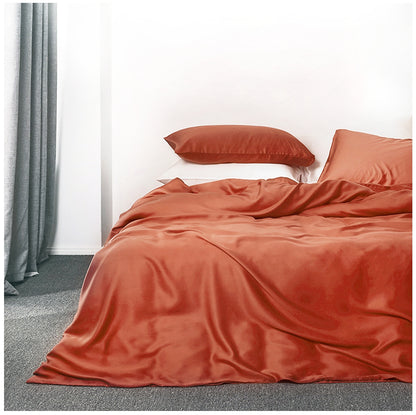 Solid Color Egyptian Cotton Sateen 400TC Duvet Quilt Cover and Shams Set